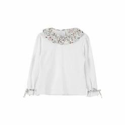 Trotters London Blue Bella Floral Bird Print Jersey Top