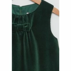 Trotters London Green Emerald Velvet Pinafore -Trotters London store unnamed file 106