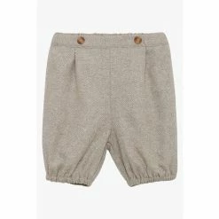Trotters London Little Natural Oatmeal Herringbone Bertie Trousers
