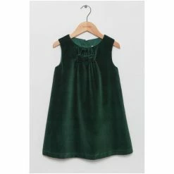 Trotters London Green Emerald Velvet Pinafore -Trotters London store unnamed file 107