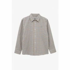 Trotters London Check Oliver Cotton Brown Shirt