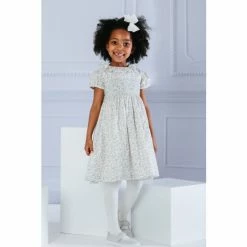 Trotters London Blue Ditsy Emma Floral Smocked Dress