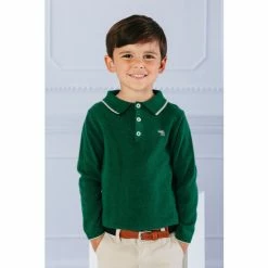 Trotters London store 28 Trotters London Green Wilfred Knitted Polo Shirt