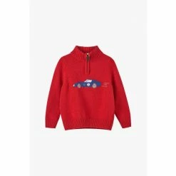 Trotters London store 18 Trotters London Red Sebastian Half Zip Sweater