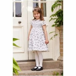 Trotters London Blue Floral Arabella Rose Smocked Dress