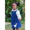 Trotters London Navy Blue Jemima Cord Cotton Pinafore