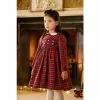Trotters London Red Charlotte Smocked Long-Sleeve Dress