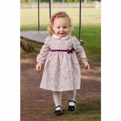 Trotters London Pink Aubrey Bow Cotton Dress