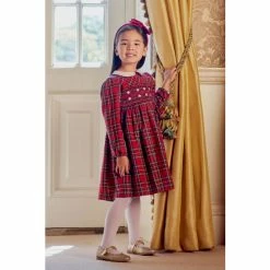 Trotters London Red Charlotte Smocked Long-Sleeve Dress -Trotters London store unnamed file 22