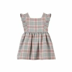 Trotters London Grey Lula Check Ruffle Cotton Dress
