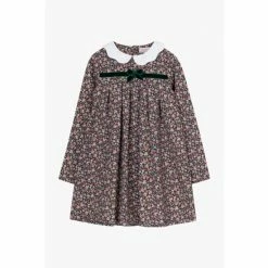 Trotters London Forest Green Louise Floral Jersey Dress