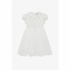 Trotters London Willow White Rose Hand Smocked Dress