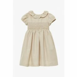 Trotters London Gold Harriet Smocked Dress