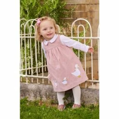Trotters London Pink Little Jemima Smocked Cotton Pinafore