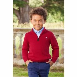 Trotters London Red Calum Half Zip Jumper