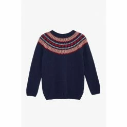 Trotters London Navy Blue Natasha Fairisle Jumper