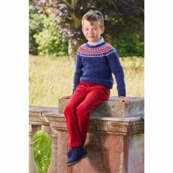 Trotters London Navy Blue Fergus Fairisle Jumper