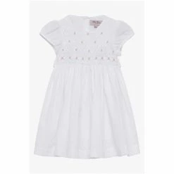 Trotters London Little Willow White Rose Hand Smocked Dress