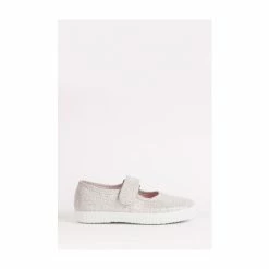 Trotters London Silver Martha Canvas Shoes
