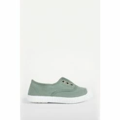 Trotters London Green Plum Canvas Shoes