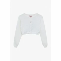 Trotters London White Sophie Cropped Cotton Cardigan