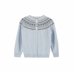 Trotters London Blue Natasha Fairisle Cardigan