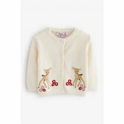 Trotters London White Little Fawn Cardigan