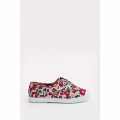 Trotters London Red Betsy Liberty Plum Canvas Pumps