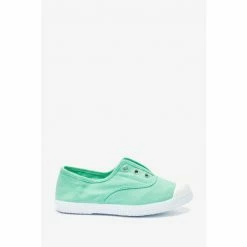 Trotters London Green Plum Canvas Pumps