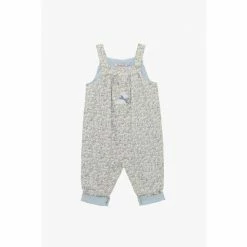 Trotters London Blue Little Ditsy Floral Bunny Dungarees