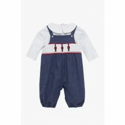 Trotters London Blue Smocked Guardsman Dungaree