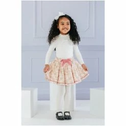 Trotters London Pale Pink Bunny Bow Cotton Skirt