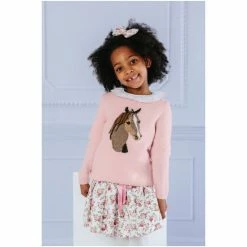 Trotters London Pink Rose Floral Arabella Cotton Skirt