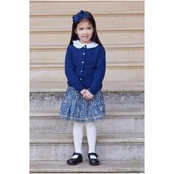 Trotters London Navy Blue Woodland Bunny Cord Skirt