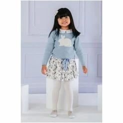 Trotters London Blue Rose Floral Arabella Cotton Skirt