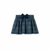 Trotters London Navy Blue Tartan Bow Cotton Skirt
