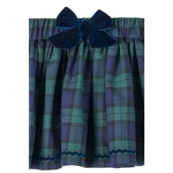 Trotters London Navy Blue Tartan Bow Cotton Skirt 2 Trotters London Navy Blue Tartan Bow Cotton Skirt -Trotters London store unnamed file 882