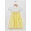 Trotters London Girls Lemon Yellow Rose Hand Smocked Dress