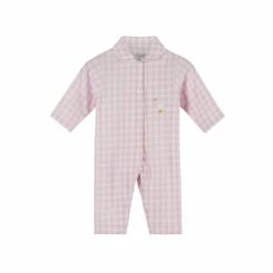 Trotters London Little Pale Pink Gingham Freya All In One