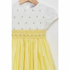 Trotters London Girls Lemon Yellow Rose Hand Smocked Dress -Trotters London store unnamed file 95