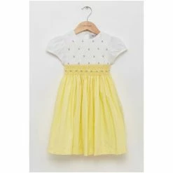 Trotters London Girls Lemon Yellow Rose Hand Smocked Dress -Trotters London store unnamed file 96